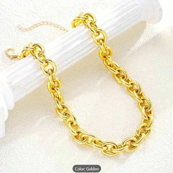 Simple Punk Chunky Chain Necklace for Women - Zinc Alloy, No Plating, Versatile - Picture 2 of 6
